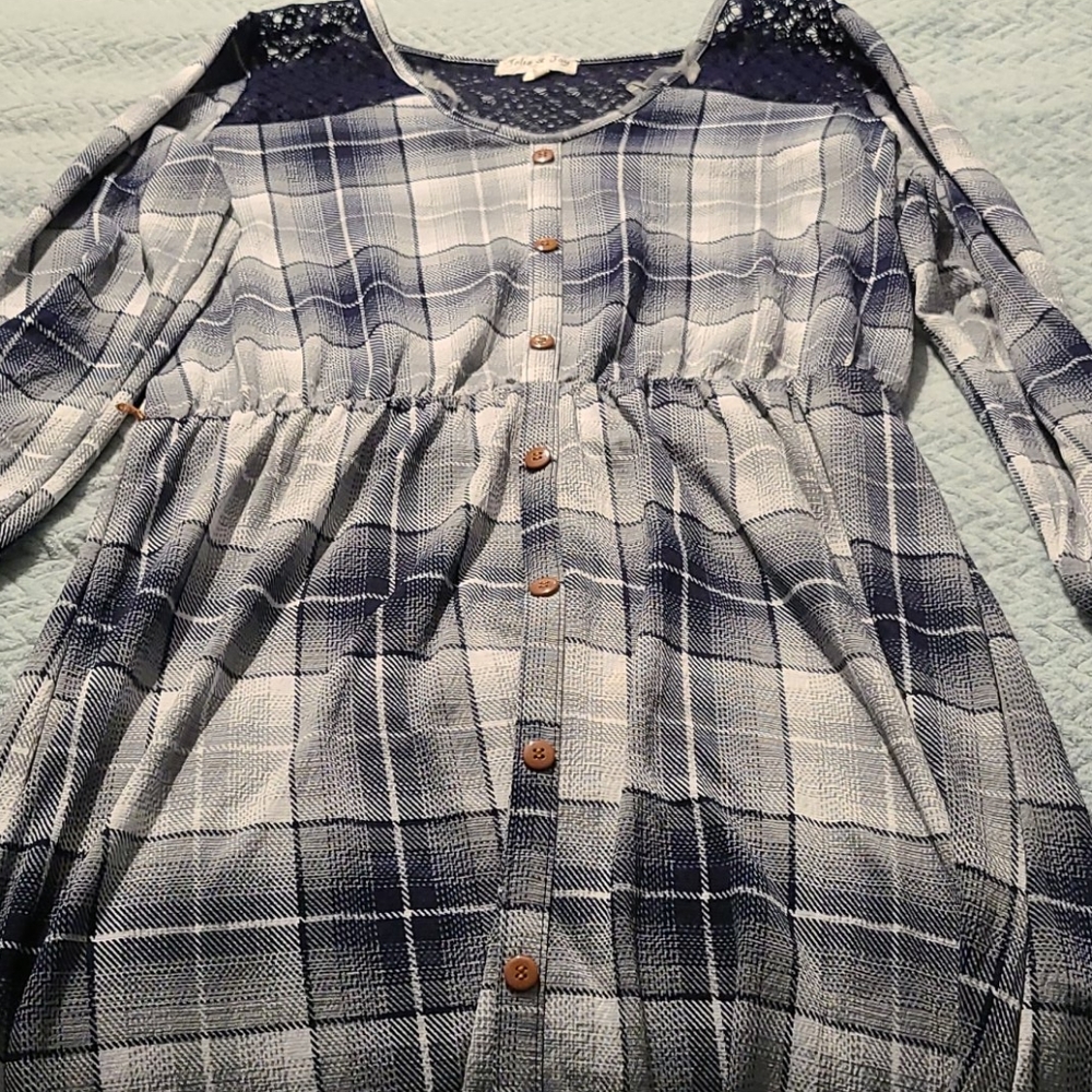 Blue and White Plaid Dress